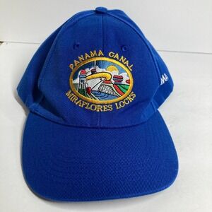 Panama Canal Miraflores Locks Cap Hat Adult Blue Adjustable Twill Tourist Travel
